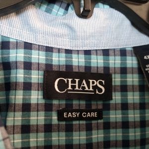 Men's Blue Plaid Chaps Dress Shirt Size 4X